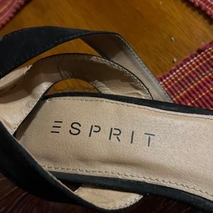 Esprit Black Velour Heeled Anklet Sandals